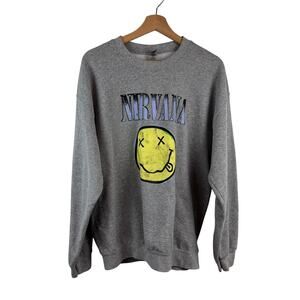 Nirvana Sweatshirt Heavy Blend Men’s L 90s Grunge Band Graphic Pullover